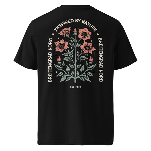 Naturblüte Bio-Baumwoll-T-Shirt in Schwarz