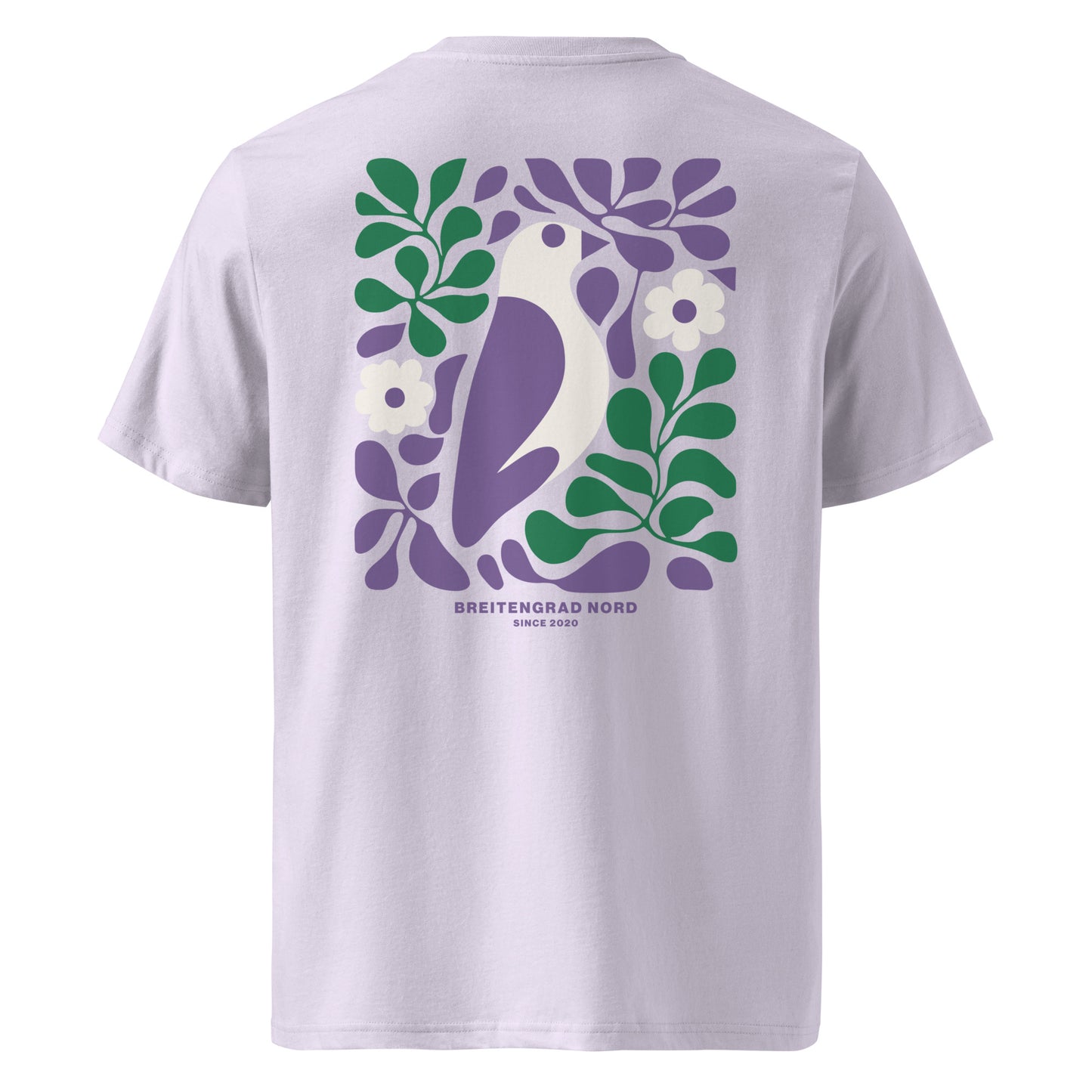 Vogel Bio-Baumwoll-T-Shirt in Lavendel